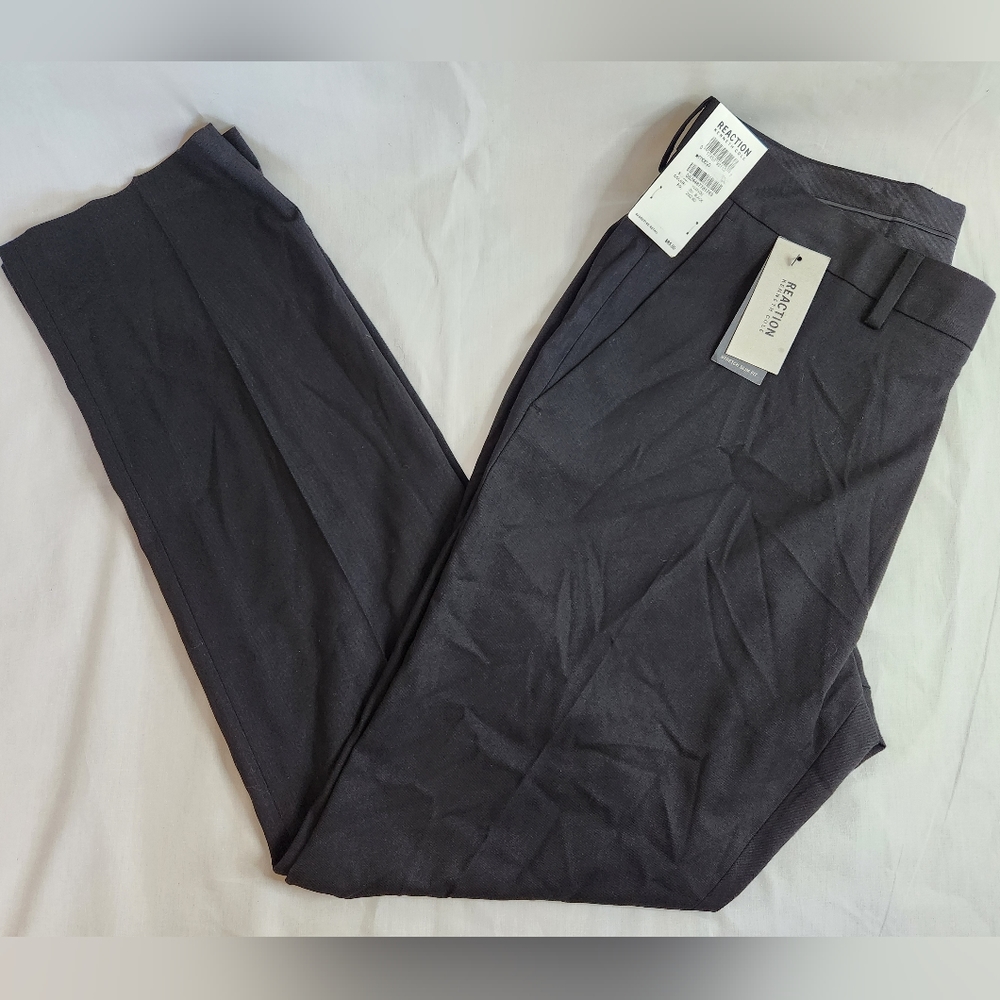 NWT REACTION Kenneth Cole Stretch Slim Fit Mens Pants Black 36x32